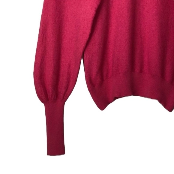 Ulla Johnson Katerina Puff Sleeve Merino Wool Crew Neck Sweater - Fuchsia size S - Picture 5 of 11